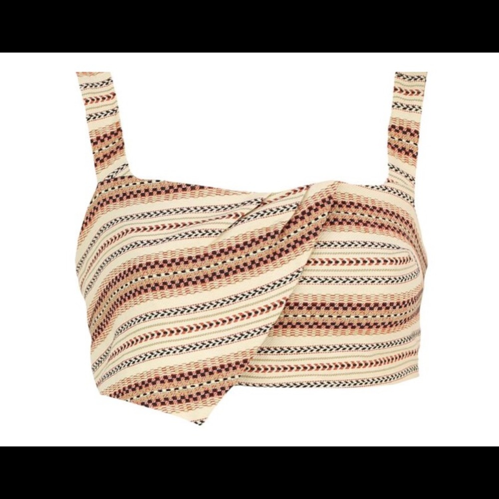 Zara Sleeveless Embroidered Asymmetrical Crop Top